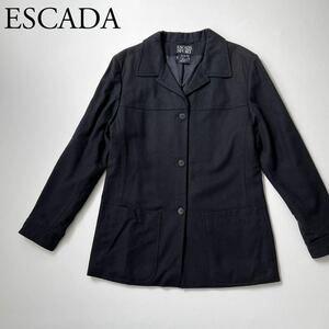 ESCADA エスカーダ テーラードジャケット ウールジャケット　オープンカラー アウター　トップス　ダークネイビー レディース