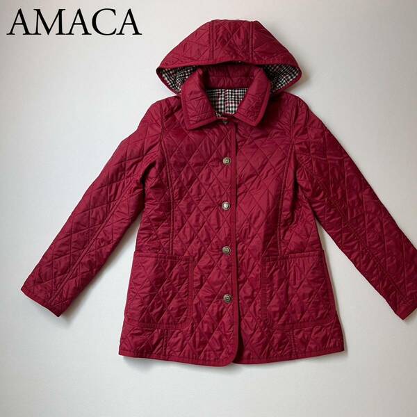 AMACA アマカ キルティングジャケット コート アウター　トップス　羽織 ブルゾン　フード取り外し可能 レディース