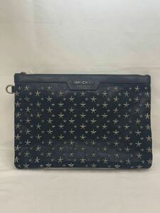 KT1227 JIMMY CHOO/ジミーチュウ スタースタッズ 星 クラッチバッグ セカンドバッグ レザー ブラック