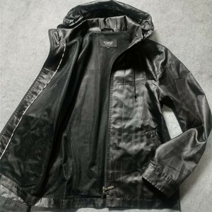 極美品 L バーバリーブラックレーベル ナイロンジャケット シャドーチェック 2way フード BURBERRYBLACKLABEL