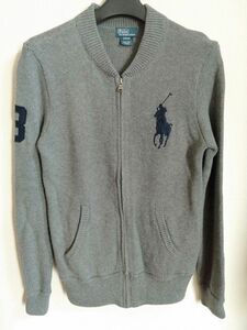 ポロラルフローレン/コットン フルジップ セーター/Ｌサイズ/14-16/グレー/Ralph Lauren 