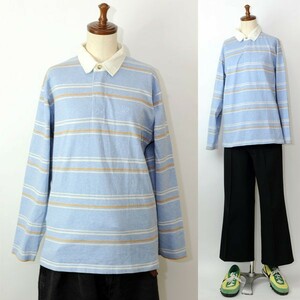 ★【90s 国内正規品 日登美モデル】 CHAPS RALPH LAUREN チャップス ラルフローレン コットン100％ ボーダーポロシャツ(ラガーシャツ)L