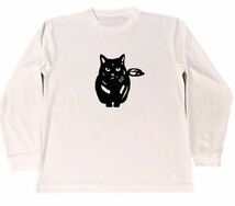 猫　切り絵　ドライ　Tシャツ　黒猫　グッズ　　ロングTシャツ　ロンT_画像1