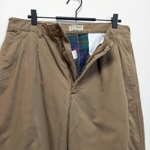 《ネル裏地 / アメリカ製》80s 90s L.L.BEAN 2プリーツ チノパン 32×34 ワークパンツ TALON ビンテージ USA製 スラックス トラウザーズ