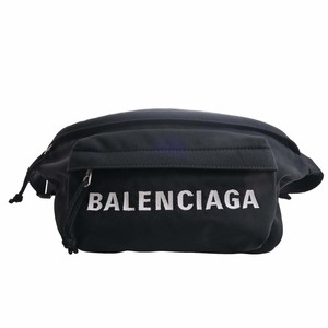 【中古】Balenciaga バレンシアガ ナイロン WHEEL ロゴ ボディバッグ ウエストポーチ 533009 ブラック レディース by