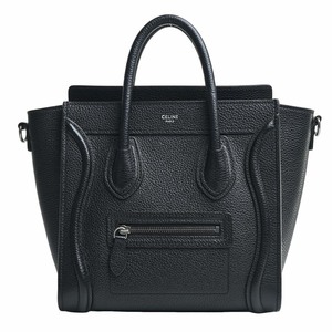 【中古】Celine セリーヌ レザー ラゲージ ナノショッパー 2WAY ハンドバッグ ブラック レディース by