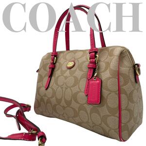 COACH コーチ シグネチャー 2wayショルダー PVCレザー ミニボストン