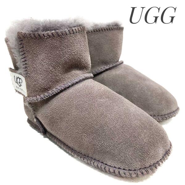 ☆即決・送料無料☆【未使用】UGG アグ Erin エリン 5202 ムートンブーツ グレー 14.5cm シープスキン 本革 本皮 赤ちゃん ベビー