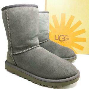 ☆即決・送料無料☆【保存箱付】UGG アグ Classic Short クラシックショート グレー 23cm ブーツ シープスキン 本革 本皮 レディース