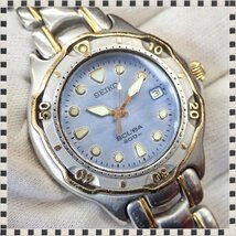 セイコー スキューバ 200m 7N35-6030 ブルーシェル文字盤 デイト クォーツ 39mm メンズ 腕時計 稼動品 SEIKO SCUBA_画像1