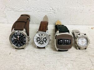 h1201-33★ 腕時計 / FOSSIL / FUTURE FUNK / Genuine Leather Leather / 本革 / レトロクォーツ まとめて4点