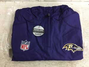 x1213-23★未使用 ナイロンジャケット ハーフジップ　Reebok ONFIDLD / NFL BALTIMORE RAVENS / M size / ゲームデーコレクション