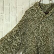 【高級】ショールカラーセーター ニット アルパカ使用 ブラウングリーン 日本製_画像3