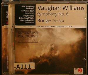 【BBC】ヴォーン・ウィリアムズ:交響曲第6番、ブリッジ：海　　エイドリアン・ボールト　BBC交響楽団ほか　-A111-　CD