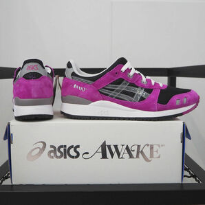 新品 アシックス x アウェイク ニューヨーク ゲル ライト3 スニーカー パープル 黒 ブラック 27cm 26.5cm asics AWAKE NY GEL-LYTE Ⅲ OGの画像2