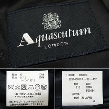 【良品】Aquascutum LONDON 美しいドレープ感 ヘリンボーン スーツ 濃紺 ダークネイビー 裏地ブランドロゴアーカイブ総柄 AB6 XL_画像9