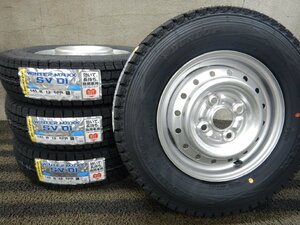 1円～ 2023年製★新品スタッドレス★J8T7932■145R12 6PR LT DUNLOP SV01 スチール 3.5J PCD100★条件付送料無料★バランス済 軽トラ