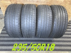 パF852■235/50R18 97W　4本価格　DUNLOP ENASAVE RV504　2016年製造　条件付き送料無料　激安　即納　アルファード　ヴェルファイア