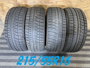 パF863■215/55R16 93Q　4本価格　BRIDGESTONE BLIZZAK REVOGZ　送料無料　エスティマ ヴォクシー セレナ ジューク アクセラ アテンザ