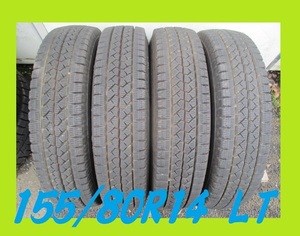 CF086■155/80R14 88/86N LT　4本価格　ブリヂストン BLIZZAK VL1　2018年製造　激安　条件付き送料無料　