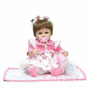 リボーンドール リアル 赤ちゃん人形 トドラードール ベビードール 42cm 高級 かわいい 衣装・おしゃぶり・哺乳瓶付き 二つ結び