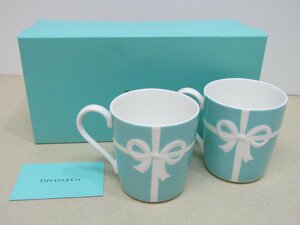 【未使用保管品】 TIFFANY＆Co. ティファニー ペア マグカップ ブルーリボン ブルーボックスマグ 2客セット