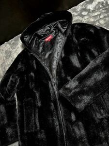 正規 美品 Supreme Faux Fur Hooded Zip Jacket BLACKシュプリーム フェイク ファー フルジップ フーディー ジャケット