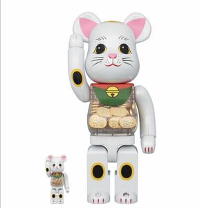 新品 ベアブリック BE@RBRICK 招き猫 小判 白メッキ 100％ & 400％ / 100％ ソラマチ 限定 メディコムトイ MEDICOM TOY 未開封