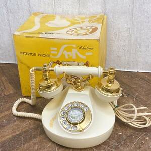 NIKKO/ day . electro- machine factory dial type telephone machine car to-B-49-018 box attaching antique Vintage Showa Retro white Gold Junk .RH