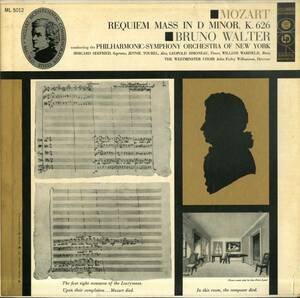 A00570113/LP/ブルーノ・ワルター「Mozart / Requiem Mass In D Minor K.626」