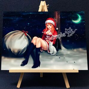 「クリスマスイブ」サンタクロース 女の子 オリジナル ポスター 絵画