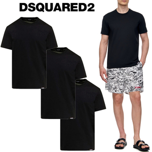 送料無料 DSQUARED2 ディースクエアード D9X3C2370 001 ブラック クールネック Tシャツ 3枚セット size L