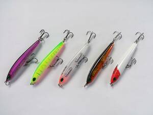 シンキングペンシル　細身　9g　7cm　5色　セット　シンペン　ペンシル　ベイト　シーバス　青物　根魚　フラットフィッシュ ミノー　TypeB