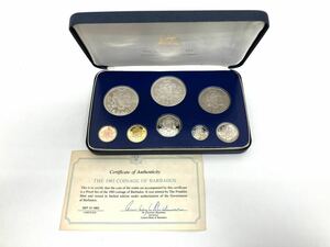 【744】1983年 FIRST NATIONAL COINAGE OF BARBADOS PROOF SET バルバドス 銀貨 硬貨 コイン プルーフセット フランクリンミント　未開封