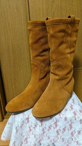 [ new goods unused ] original leather suede boots long boots 