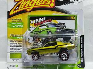 JOHNNY LIGHTNING Zingers!‐1973 Plymouth Road Runner Green /Zinger/ジンガーズ/プリムス ロードランナー/HOT ROD/Gasser/Muscle Cars