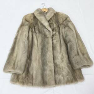 高級 サファイアミンク コート 毛皮 MINK 裾周り140cm ボリューム感◎ 手触り◎ グレー系 11 レディース