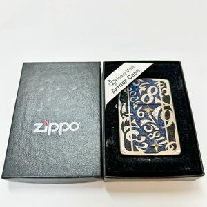 ZIPPO Zippo ジッポー ジッポ オイルライター Armor Case アーマーケース シルバー×ブルー系 ダイヤル 数字 現状品