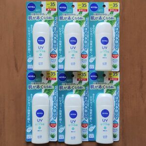 新品 6本セット【ニベアUV薬用ジェル 日やけ後のほてり予防UV】アロエ／日焼け止め SPF35 PA+++／化粧下地、保湿ケア