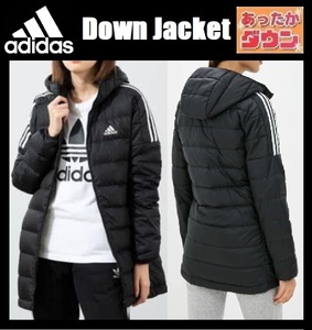 L size * new goods Adidas down jacket bench coat black light weight down coat adidas protection against cold lady's down Parker GH590