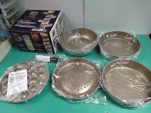 ● 未使用品 箱入り パール金属 収納上手 ふっ素樹脂加工 クックパン 6点セット たこ焼き 焼肉 プレート フライパン 炒め 卓上 鍋 ③