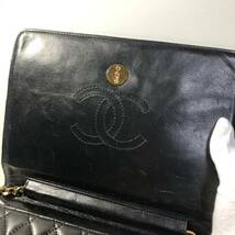 シャネル（CHANEL）マトラッセ シングルフラップ チェーンショルダーバッグ ココマーク プッシュロック ショルダーバッグ レザー ブラック_画像4