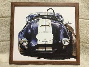 Bowイラスト シェルビー コブラ 427 カーマガジン 額付 カレンダーカット 額縁(約29×26cm) Shelby Cobra 427 絵 旧車