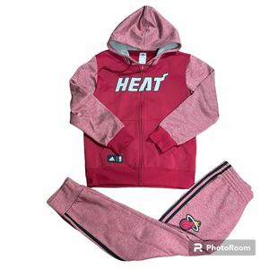 【超希少品・入手困難】adidas アディダス　NBA マイアミヒート ジャージ　セットアップ　上下　ジャケット　パンツ　赤　レッド　Lサイズ