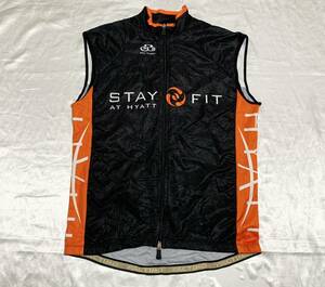 【送料無料 値下げ交渉歓迎】パクティモPACTIMO ノースリーブサイクルジャージ XL オレンジブラック 袖なし 古着 黒 ロードバイクウェア