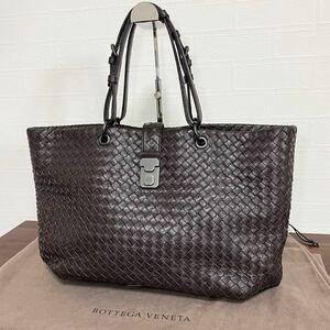 1円【至高の逸品】BOTTEGA VENETA ボッテガヴェネタ ビジネスバッグ トートバッグ ローマ レザー イントレチャート ブラウン系 正規品