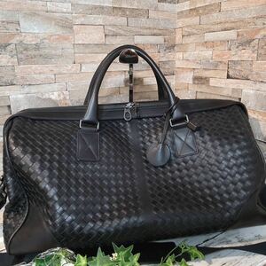 1円【完全未使用！】BOTTEGA VENETA ボッテガヴェネタ ボストンバッグ ビジネスバッグ 2way ショルダーバッグ レザー イントレチャート 黒