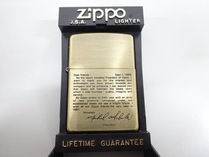 新品 未使用品 1996年製 ZIPPO ジッポ BRASS ブラス 3代目 社長 MICHAEL A.SCHLER サイン ゴールド 金 オイル ライター USA