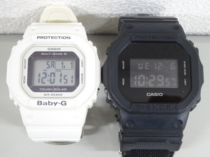 ジャンク 2点セット まとめて CASIO カシオ G-SHOCK Gショック DW-5600BBN 反転 Baby-G ベビーG BGD-5000 腕時計