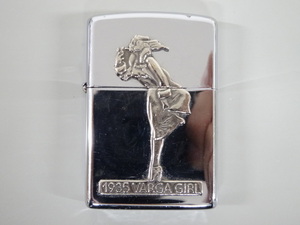 1993年製 ZIPPO ジッポ WINDY ウィンディ 1935 VARGA GIRL 立体 メタル貼り シルバー 銀 オイル ライター USA